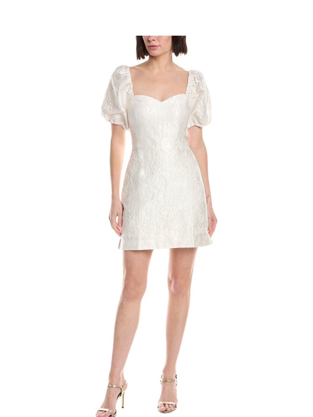Lilly Pulitzer Ivory Textured Puff-Sleeve Mini Romper